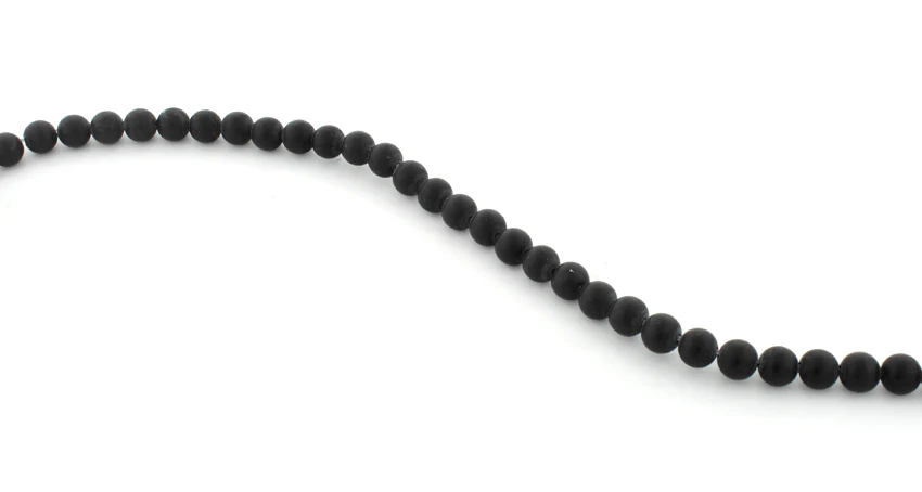 6mm Frosted Black Round Gem Stone Beads - Image 3