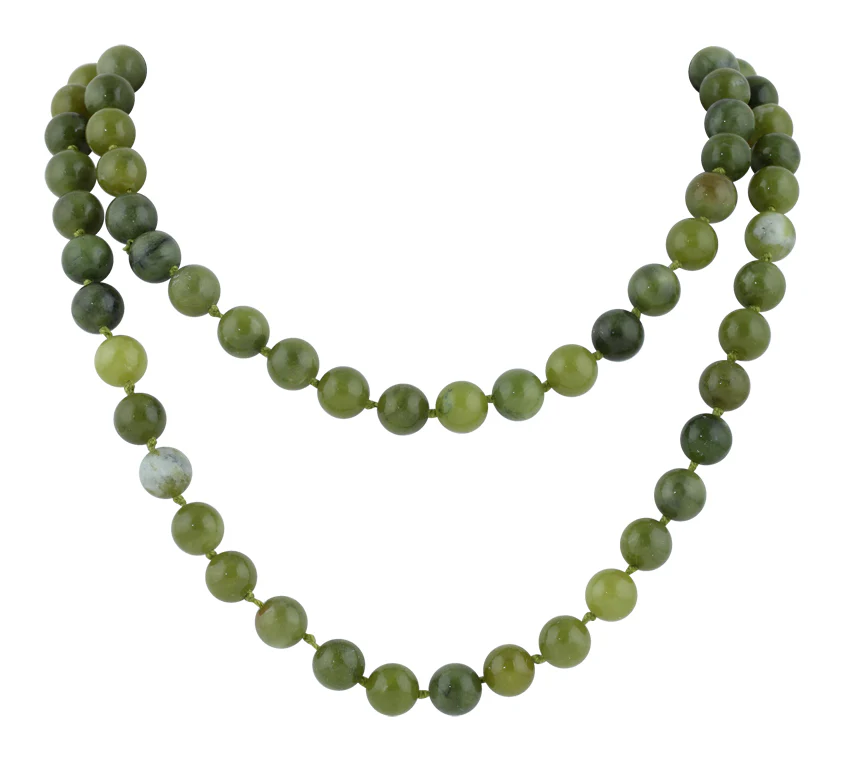 32" 8mm China Serpentine Round Gemstone Bead Necklace - Image 3