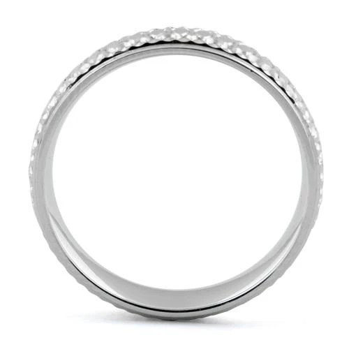 Sterling Silver Diamond Cut Oval Wedding Band Ring - Image 3