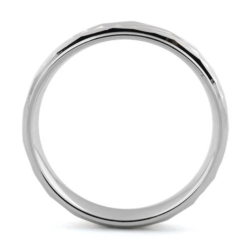 Sterling Silver Diamond Cut Lines Wedding Band Ring - Image 3