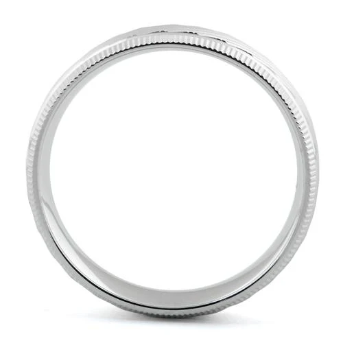 Sterling Silver Diamond Cut Slanting Lines Wedding Band Ring - Image 3