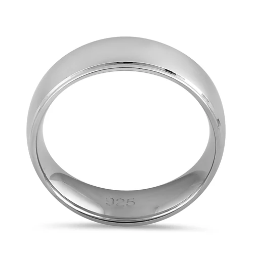 Sterling Silver Brushed Wedding Band Ring - Image 3