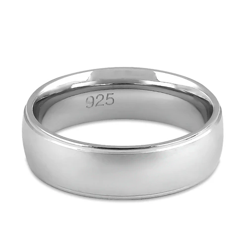 Sterling Silver Brushed Wedding Band Ring - Image 4