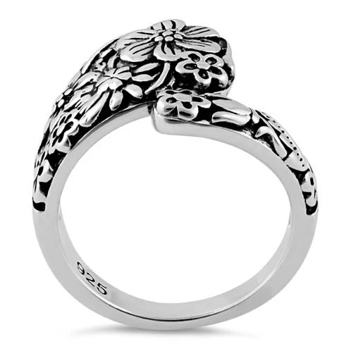 Sterling Silver Flowers Spoon Ring - Image 3