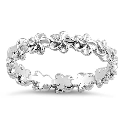 Sterling Silver Plumeria Eternity Band Ring - Image 3