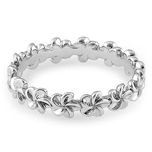 Sterling Silver Plumeria Eternity Band Ring - Image 5