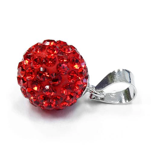 Sterling Silver Red CZ Ball Pendant - Image 3