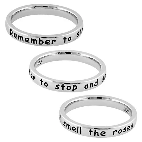 Sterling Silver "Remember to stop and smell the roses" Ring - Image 4