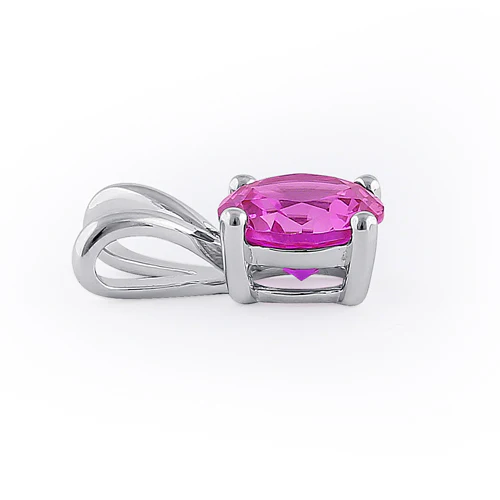 Sterling Silver Round Ruby CZ Pendant - Image 3