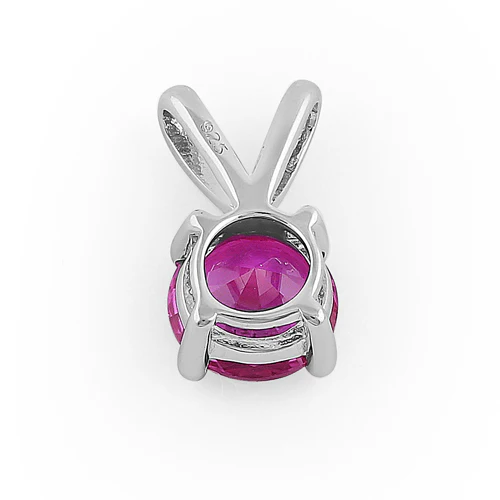 Sterling Silver Round Ruby CZ Pendant - Image 4