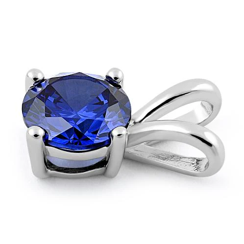Sterling Silver Round Tanzanite CZ Pendant - Image 3