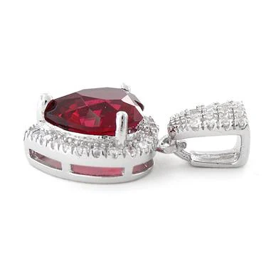 Sterling Silver Ruby Big Heart CZ Pendant - Image 3