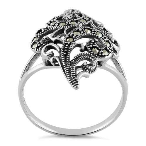 Sterling Silver Swirl Marcasite Ring - Image 3
