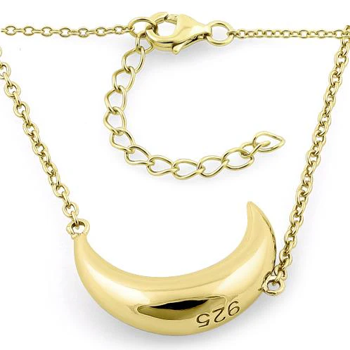 Sterling Silver Yellow Gold Half Moon Necklace - Image 3