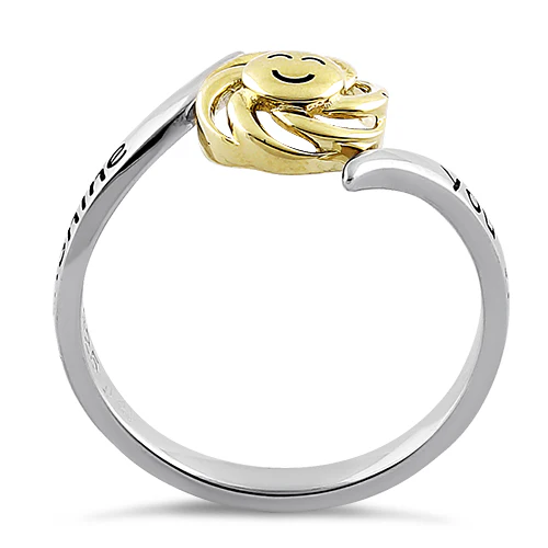 Solid 14K Yellow Gold & Sterling Silver "You Are My Sunshine, My Only Sunshine" Ring - Image 3