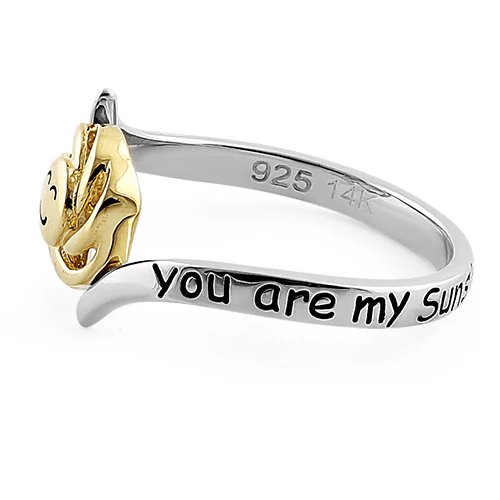 Solid 14K Yellow Gold & Sterling Silver "You Are My Sunshine, My Only Sunshine" Ring - Image 4