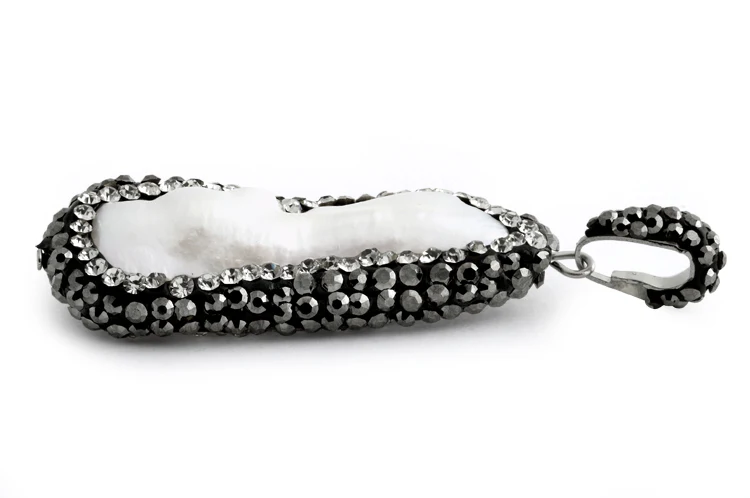 Stainless Steel Unique Mother of Pearl CZ Pendant - Image 3