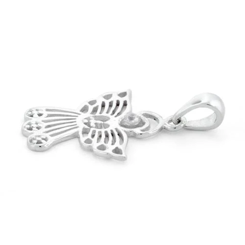 Sterling Silver Angel Cross CZ Pendant - Image 3