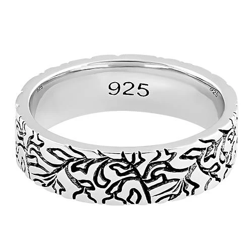 Sterling Silver Carved Leaves Band Ring - Image 4