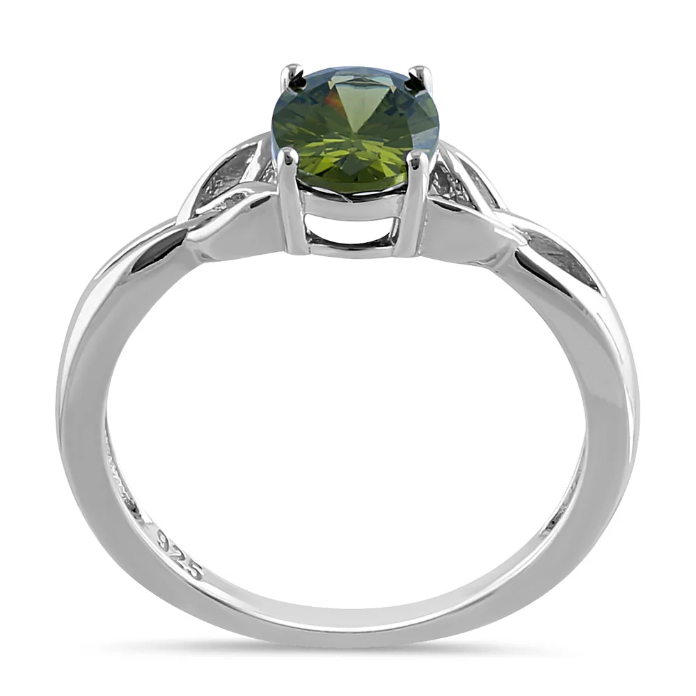 Sterling Silver Charmed Oval Peridot CZ Ring - Image 3