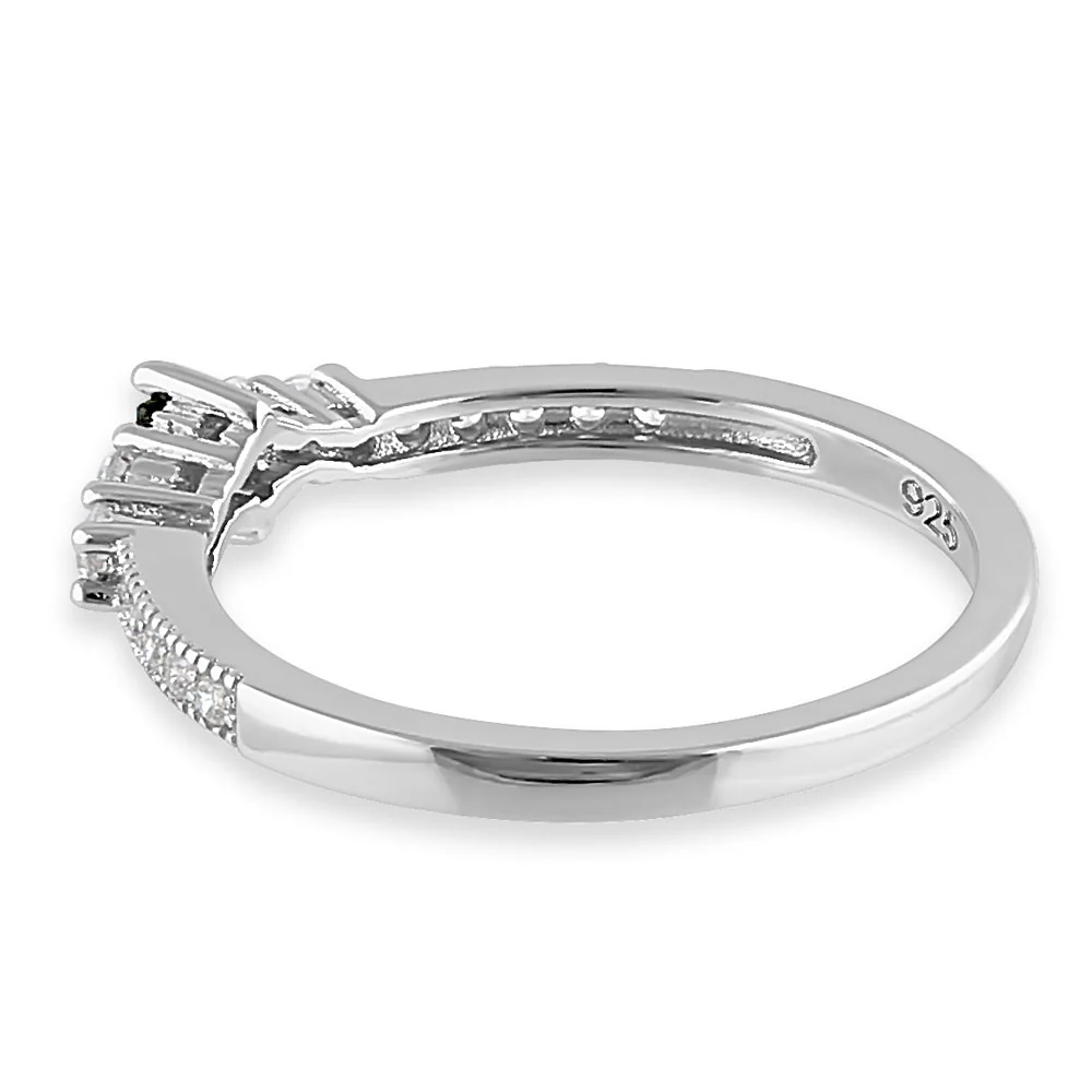 Sterling Silver Emerald Cut Dark Peridot CZ Ring - Image 4