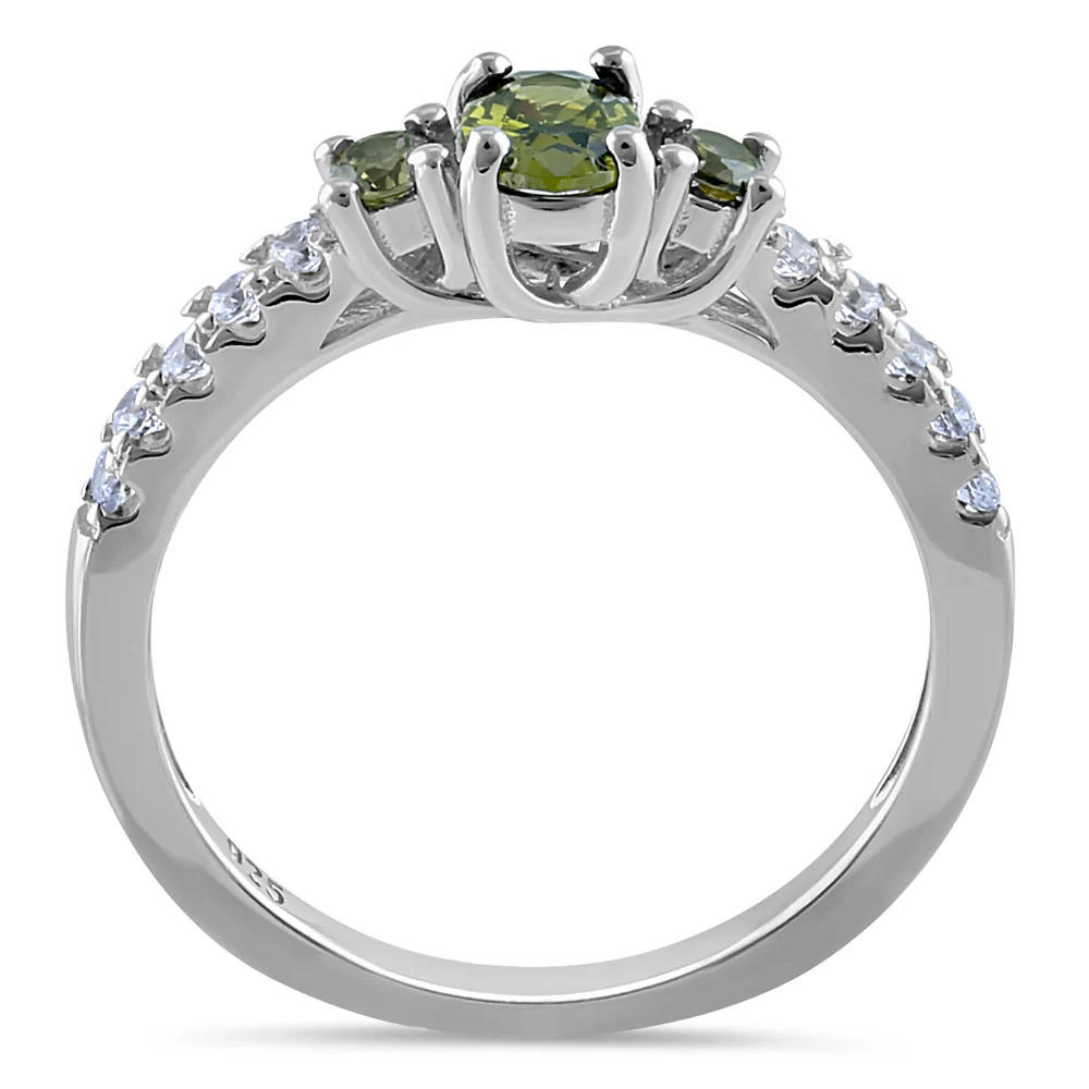 Sterling Silver Enchanted Oval Peridot CZ Ring - Image 3