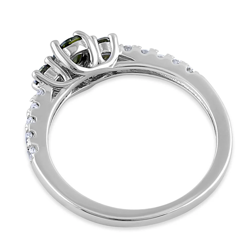 Sterling Silver Enchanted Oval Peridot CZ Ring - Image 4