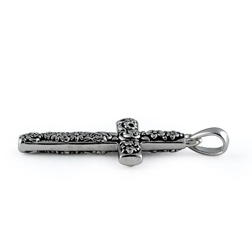 Sterling Silver Flora Cross Pendant - Image 3