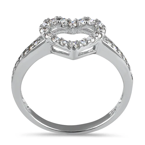 Sterling Silver Heart Cut Clear CZ Ring - Image 3