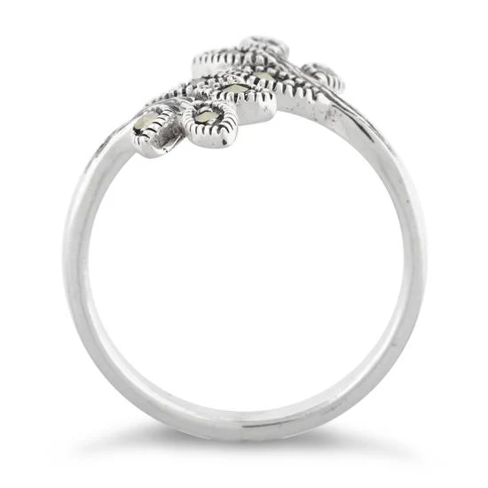 Sterling Silver Leaves Marcasite Ring - Image 3