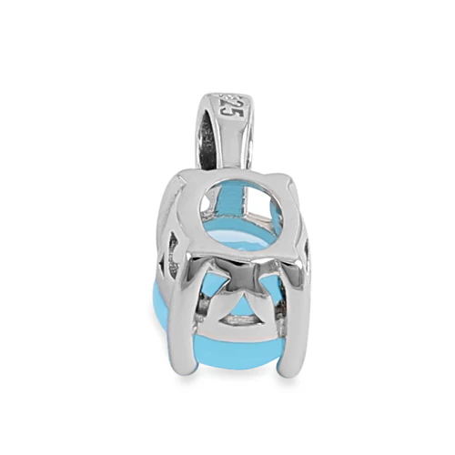 Sterling Silver Milky Blue CZ Oval Pendant - Image 4