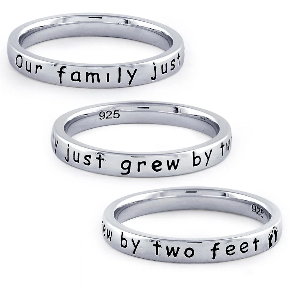 Sterling Silver "Our Family Just Grew By Two Feet" Ring - Image 5