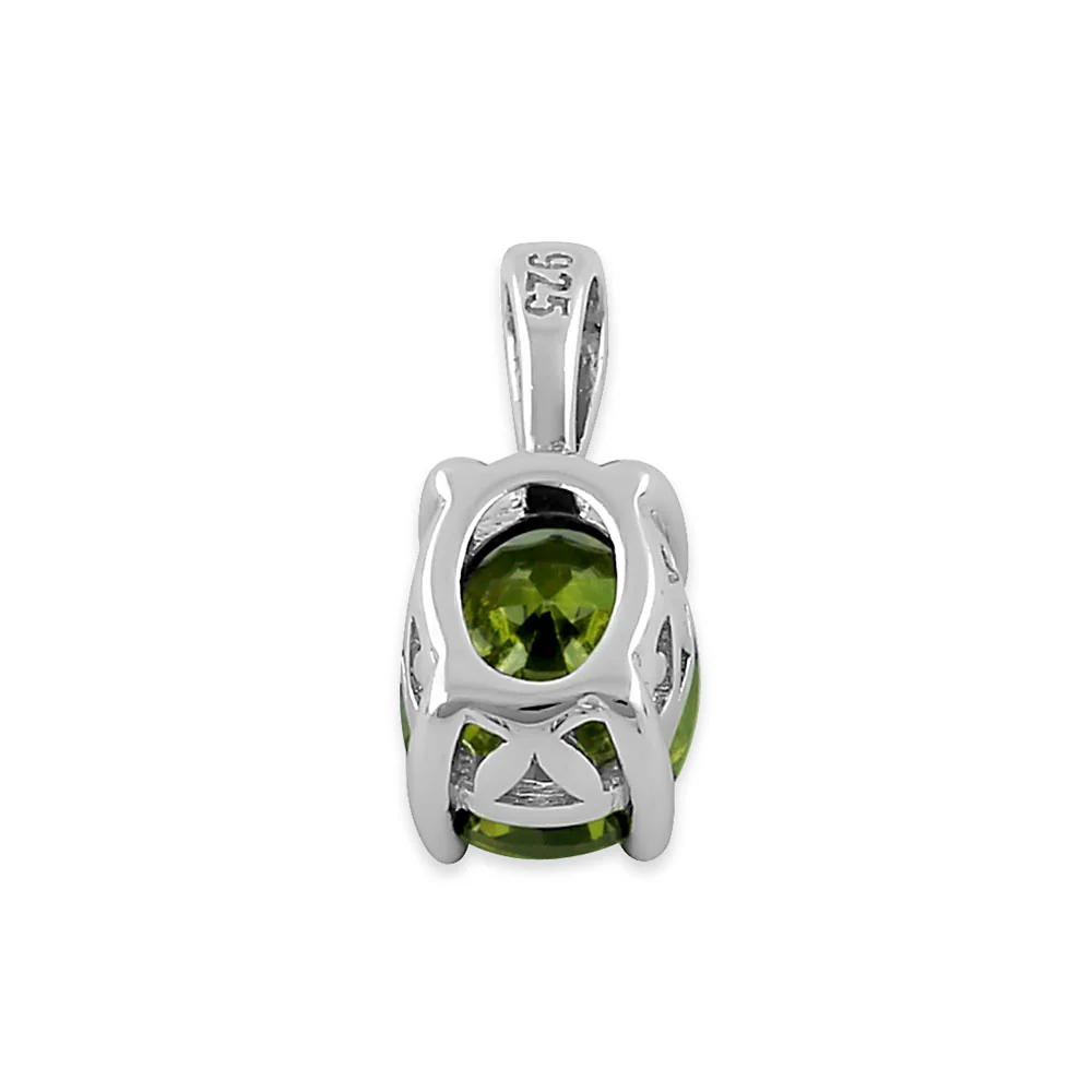 Sterling Silver Oval Peridot CZ Filigree Pendant - Image 4
