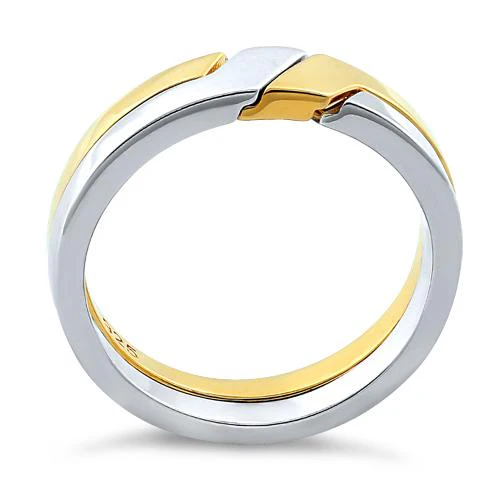 Sterling Silver Puzzle Gold Plated Two-Tone Ring - Image 4
