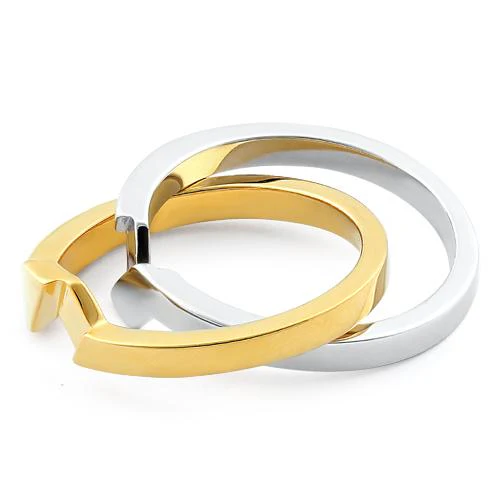 Sterling Silver Puzzle Gold Plated Two-Tone Ring - Image 5