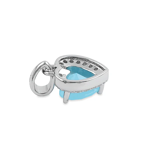 Sterling Silver Small Milky Blue CZ Heart Pendant - Image 4