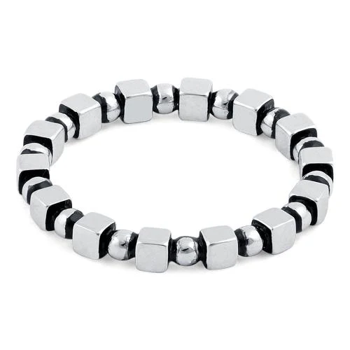 Sterling Silver Stackable Bead and Cube Eternity Ring - Image 5