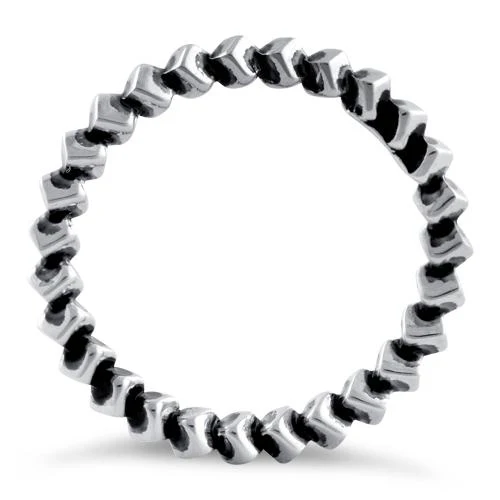 Sterling Silver Stackable Revolving Cube Eternity Ring - Image 3