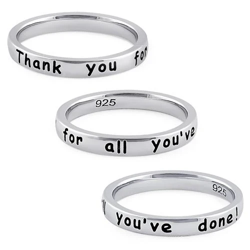 Sterling Silver "Thank you for all you've done!" Ring - Image 4