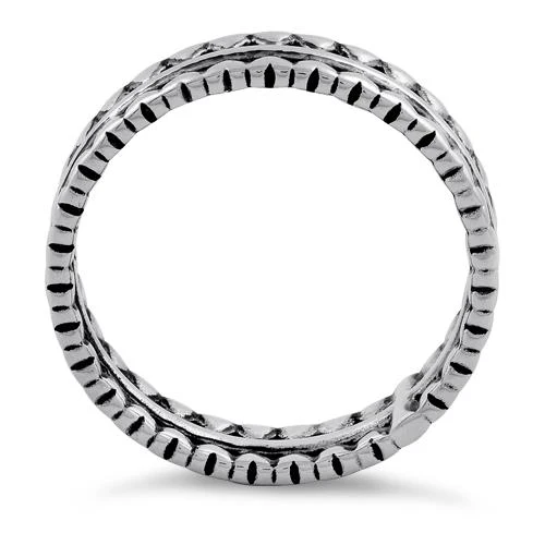Sterling Silver Triangle Pattern Eternity Ring - Image 3