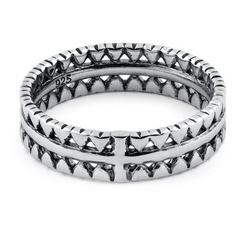 Sterling Silver Triangle Pattern Eternity Ring - Image 4