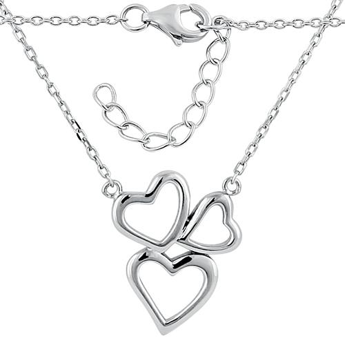 Sterling Silver Triple Heart Necklace - Image 4