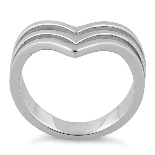 Sterling Silver Triple V Ring - Image 3