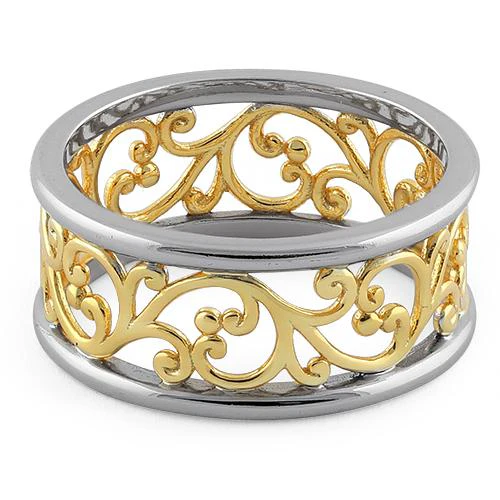 Sterling Silver Two-Tone Gold-Plated Vines Ring - Image 4