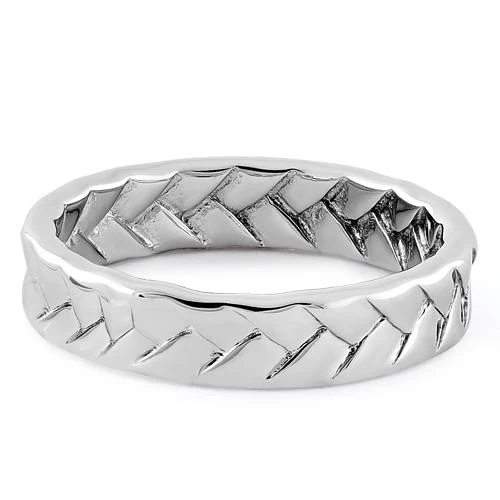 Sterling Silver Weave Pattern Band Ring - Image 4