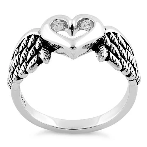 Sterling Silver Wings Heart Ring - Image 4