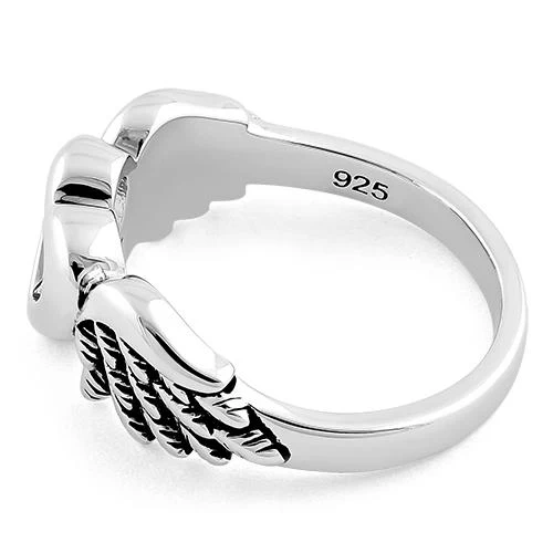 Sterling Silver Wings Heart Ring - Image 5