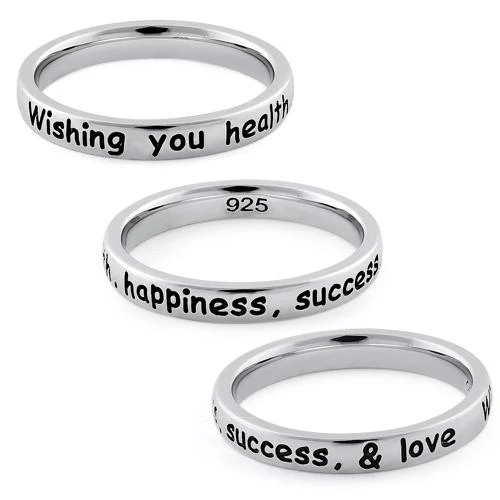 Sterling Silver "Wishing you health, happiness, success, & love" Ring - Image 4