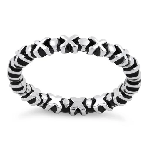Sterling Silver X & O Stackable Ring - Image 3