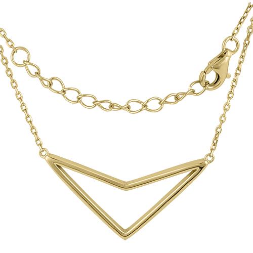Sterling Silver Yellow Gold Plated Down Arrow Necklace - Image 3